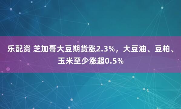 乐配资 芝加哥大豆期货涨2.3%，大豆油、豆粕、玉米至少涨超0.5%